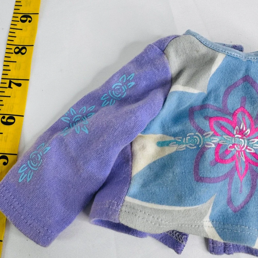 American Girl Doll Clothes Purple Blue Flower Long Sleeve Top‎
